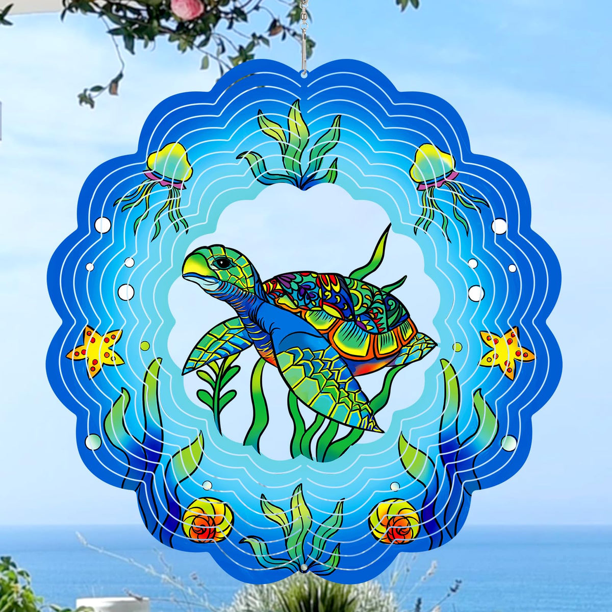 GOTOME Sea Turtle Wind Spinner 12inch outdoor decor moves with the breeze