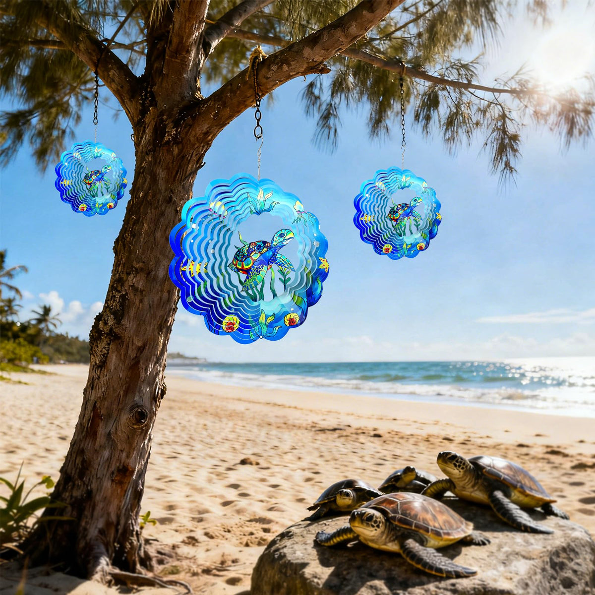 GOTOME Sea Turtle wind spinner includes detachable hook for easy hanging