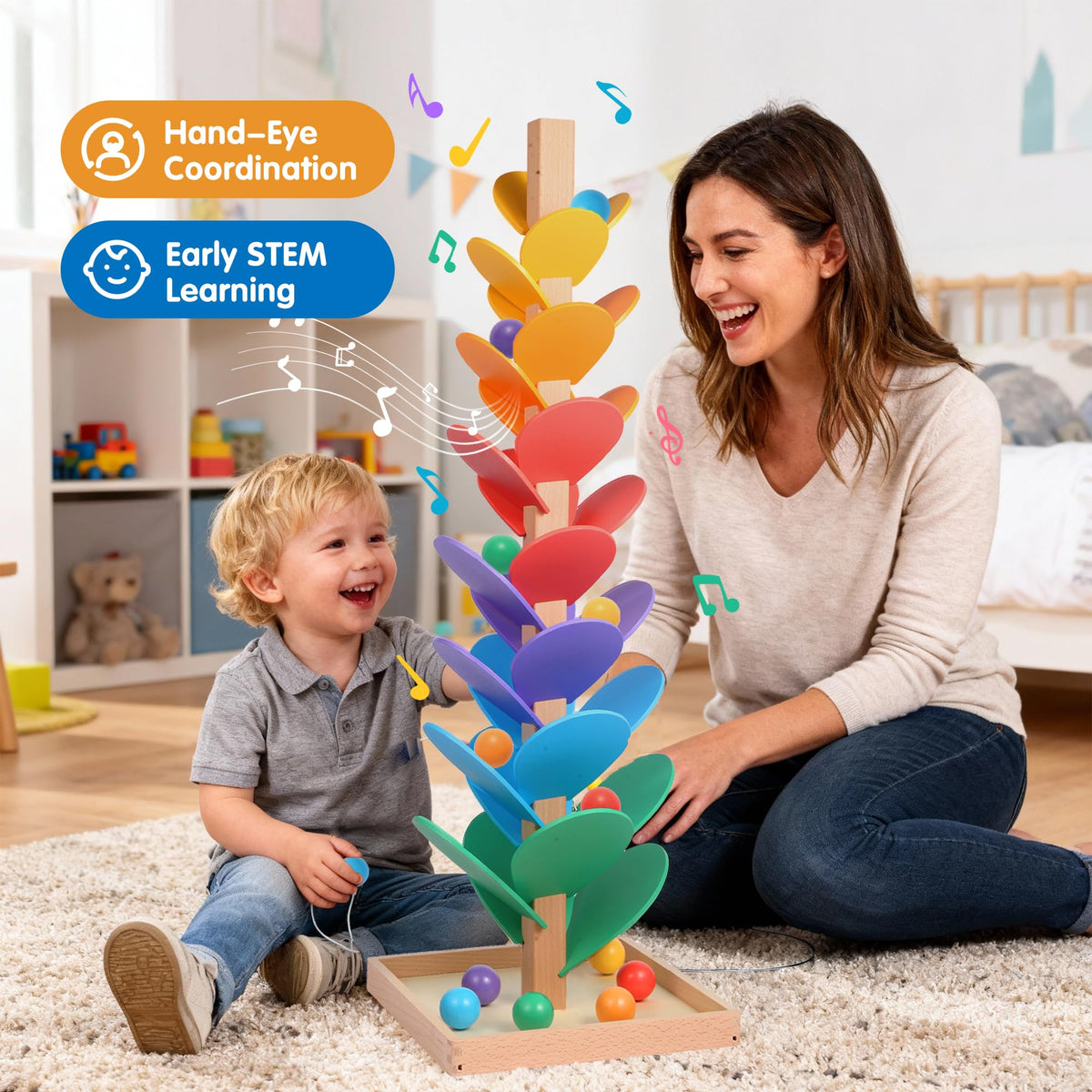 GOTOOFUN musical rhythm as marbles cascade creates soothing ambient tones.
