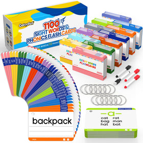 Gotoofun 1180 sight words flash cards on table for guided reading practice