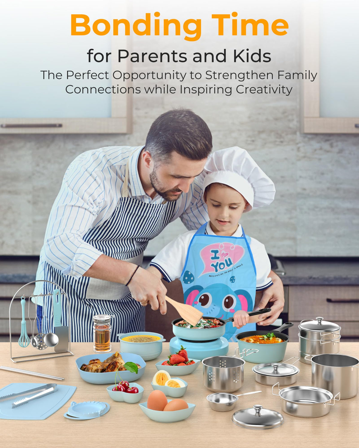 Gotoofun 24-piece cutlery set for young chefs to practice.
