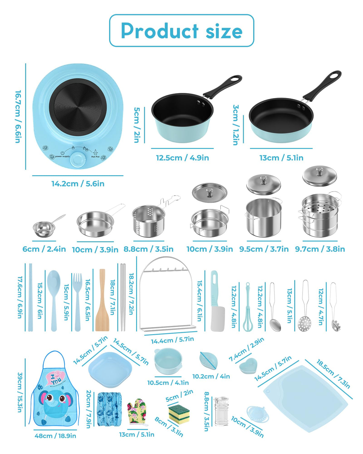Gotoofun Kids Cooking Set apron and gloves protect little chefs during imaginative cooking sessions.