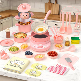 Gotoofun kids cooking set pink mini kitchen promotes real food prep safely.