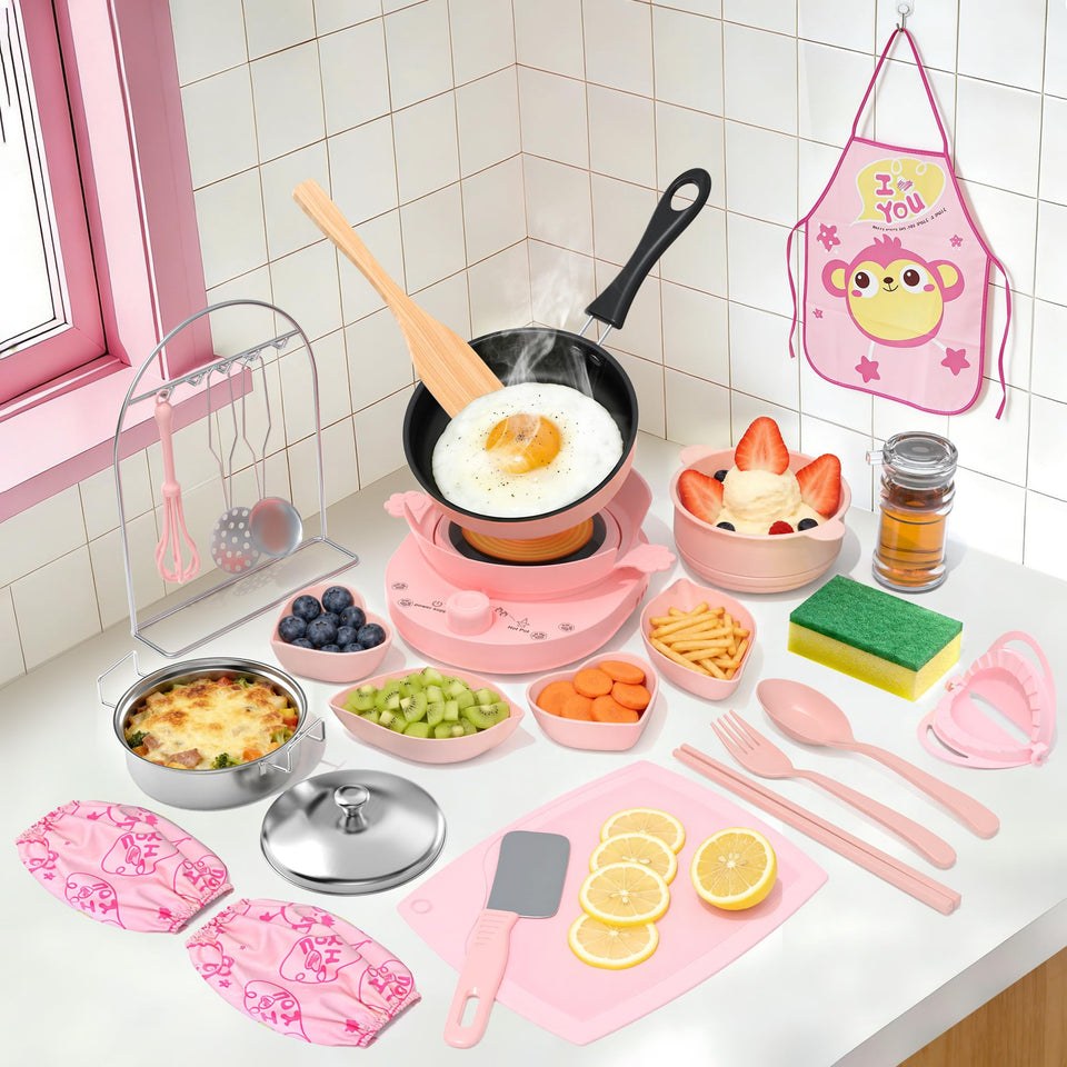 Gotoofun Kids Cooking Set stove and accessories for beginner chefs to practice real cooking safely