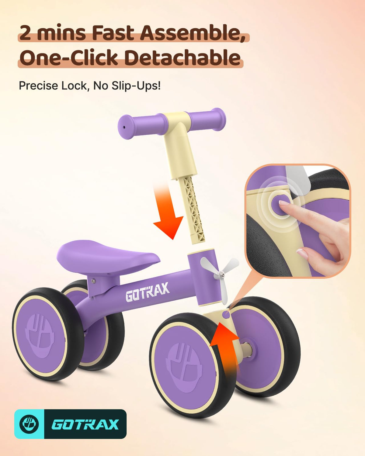 Gotrax Baby Balance Bike assembly in minutes with precision-locking system