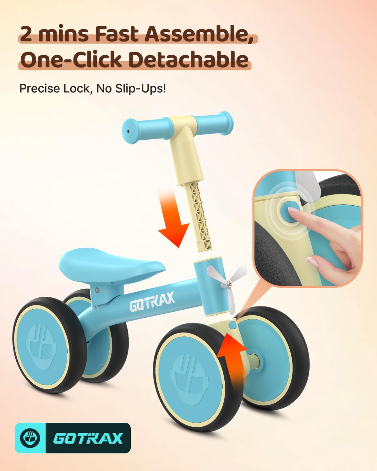 Fast assembly with precision-lock system for Gotrax balance bike.