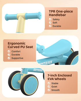 Lightweight design helps toddlers lift and control Gotrax bike.