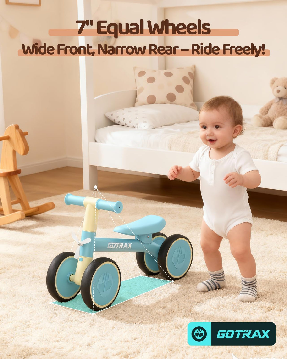 Sturdy Gotrax balance bike steel frame for lasting stability.