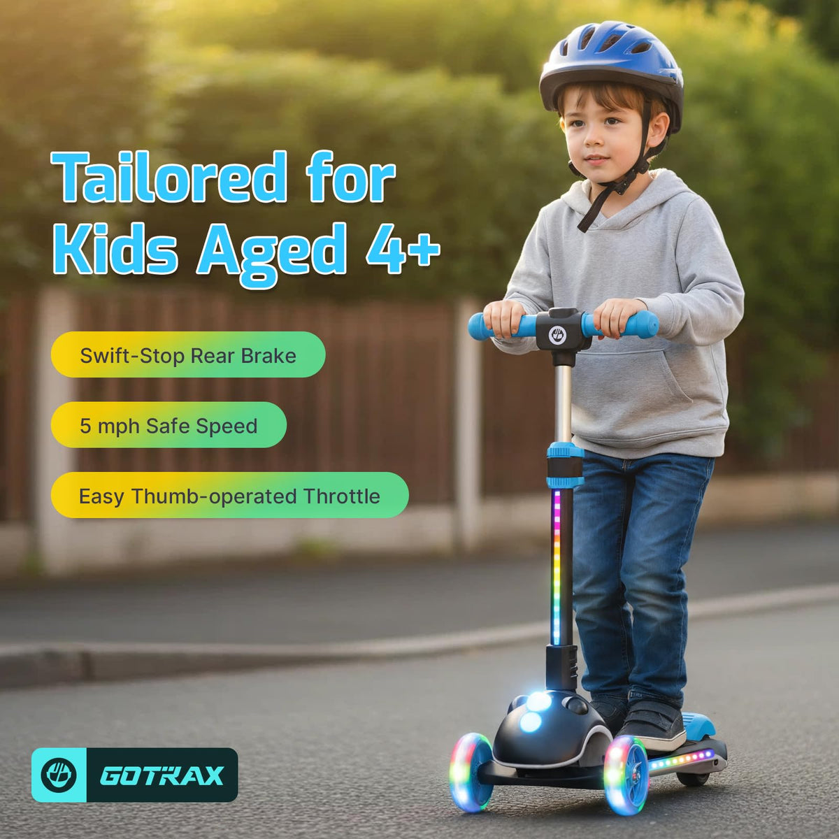 Gotrax SK1 adjustable handlebars adapt to growing kids.
