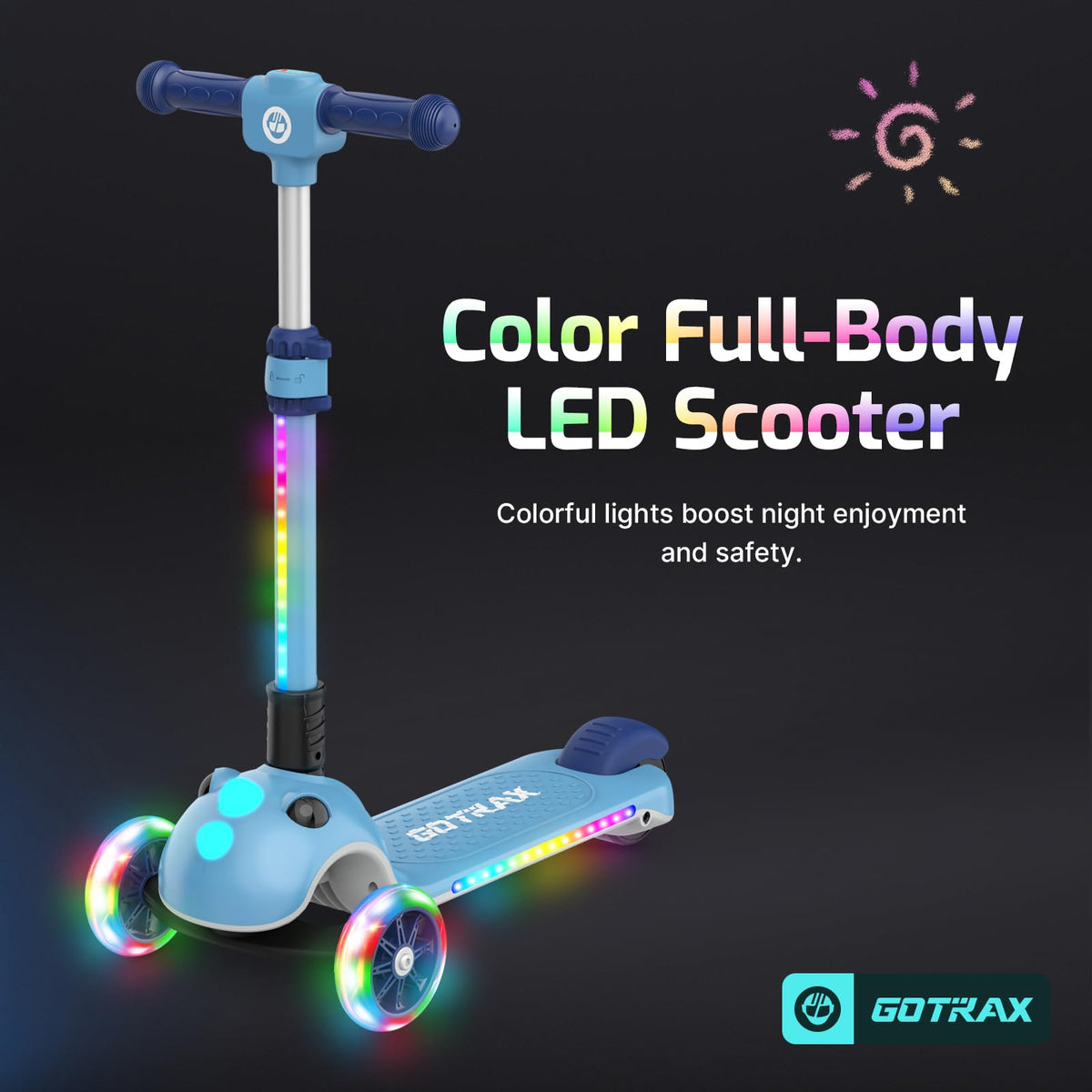 Gotrax SK1 adjustable handlebars grow with your child for comfort.