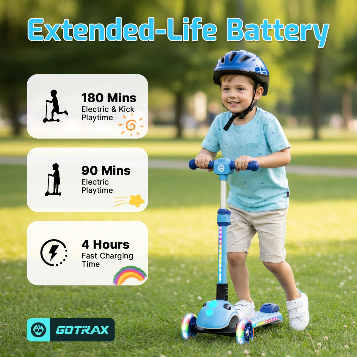 Gotrax SK1 LED display shows battery life for planning rides.