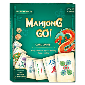 Gouda Games Mahjong Go! compact design fits travel and home play.
