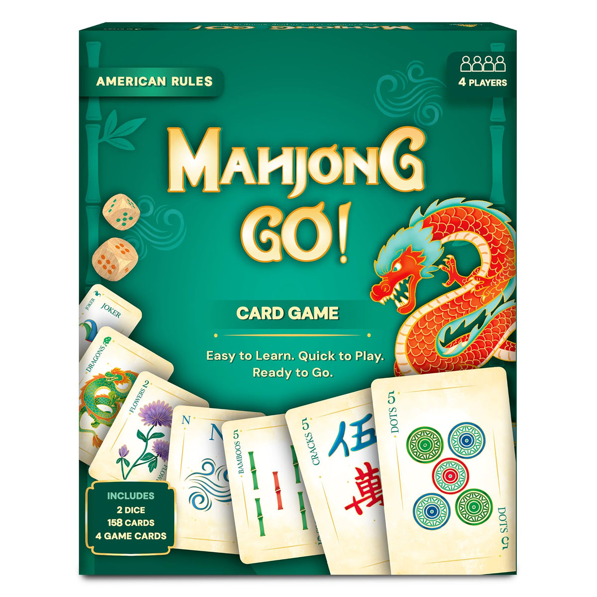 Gouda Games Mahjong Go! packaging for portable, on-the-go gameplay.