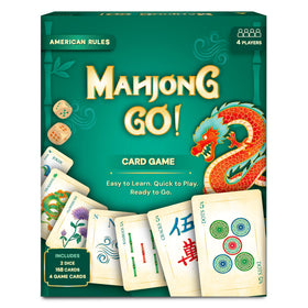 Gouda Games Mahjong Go! packaging for portable, on-the-go gameplay.