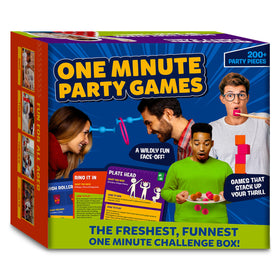 Gouda Games one-minute party games box ready for fast, fun family gatherings.