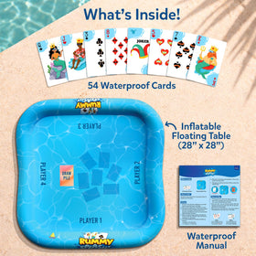 Inflatable Gouda Games Pool Rummy Splash table ready for setup