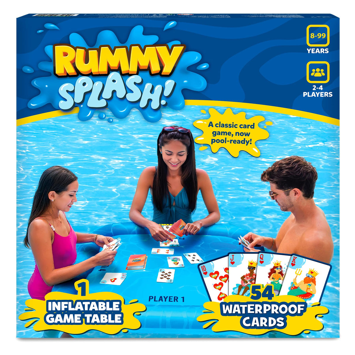 Gouda Games Pool Rummy Splash table floating in water for family play