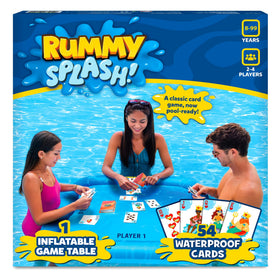Gouda Games Pool Rummy Splash table floating in water for family play
