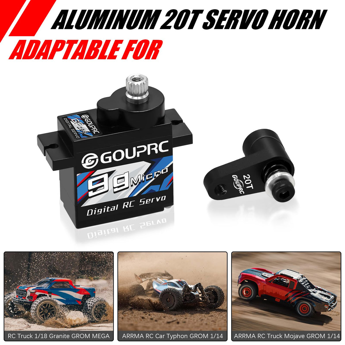 GOUP RC 20T servo horn in aluminum for sturdy upgrades
