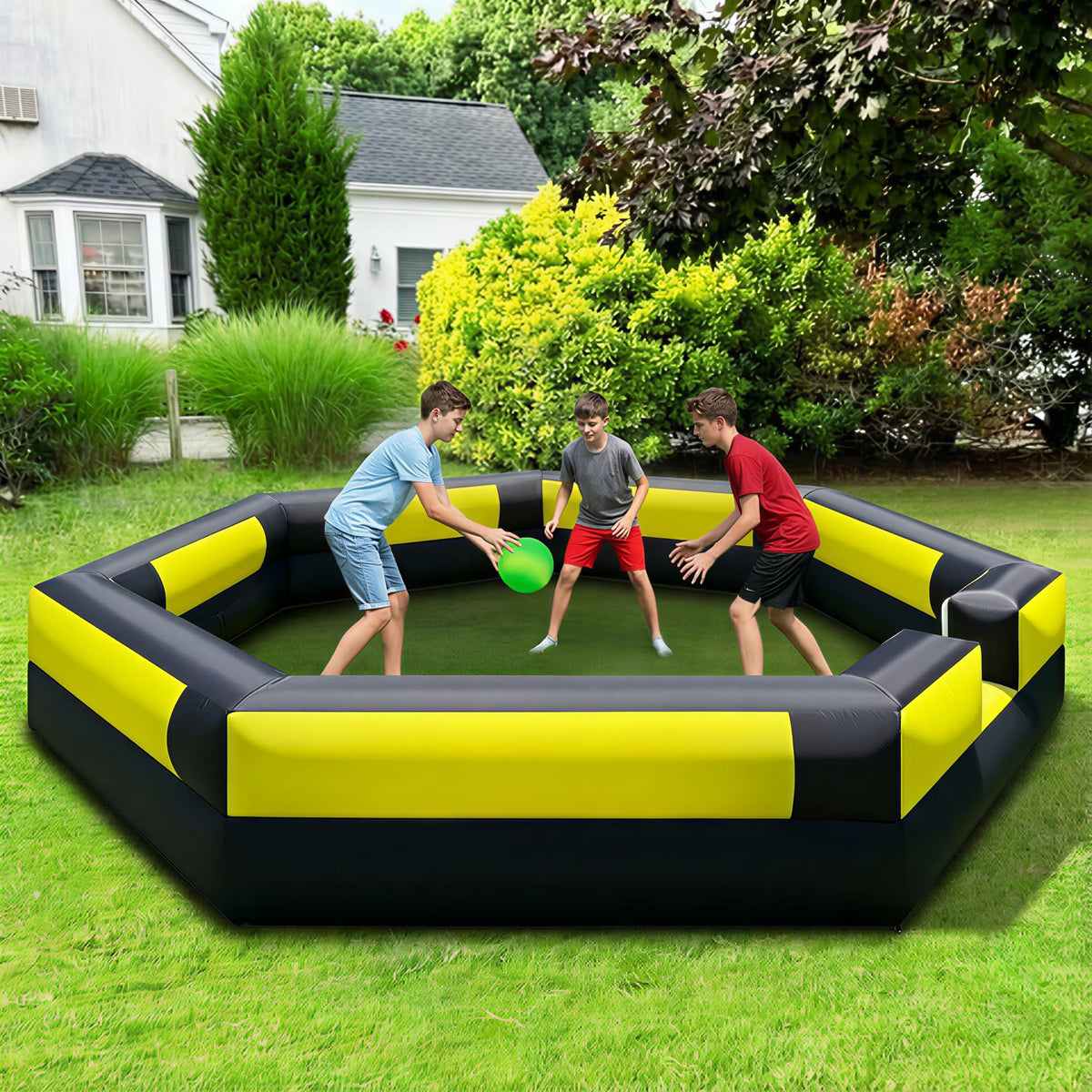 GR8FUN inflatable Gaga Ball Pit setup for quick backyard fun