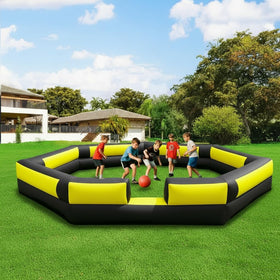GR8FUN inflatable Gaga Ball Pit 17ft with built-in blower for quick setup.