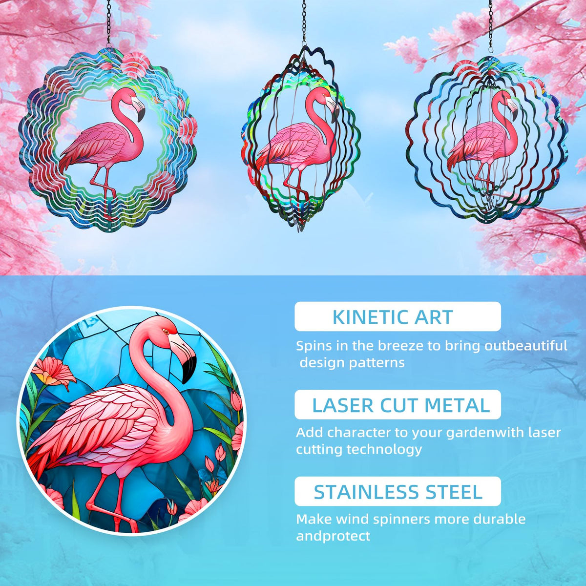 Gr8Gardens Kinetic wind sculpture decor brightens patios and lawns.