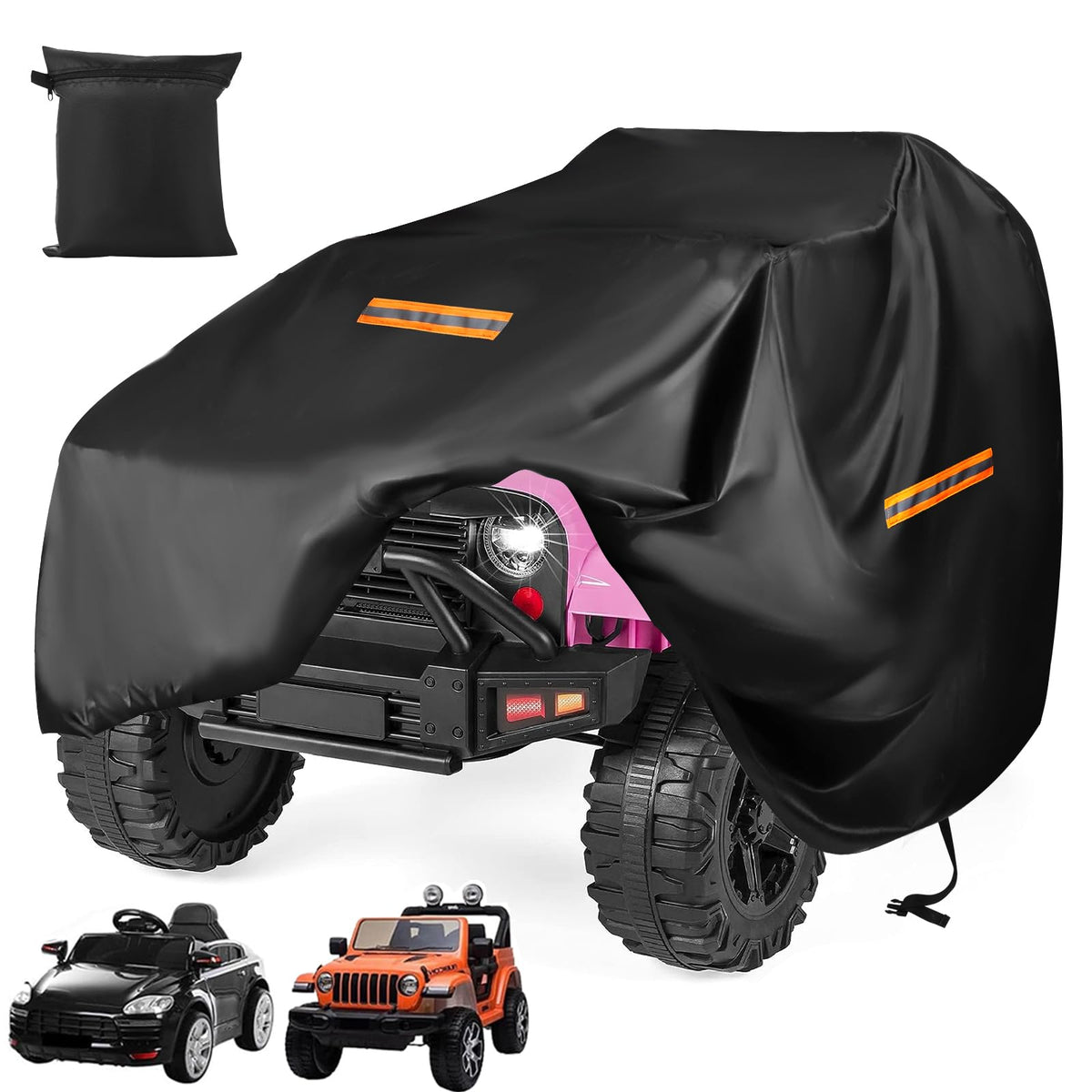 GRABADO Kids Ride On Cover front view protecting a large ride-on car from rain and sun