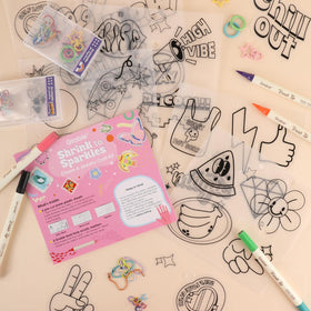 Grabie dual-tip markers provide bright retro hues for easy shading.