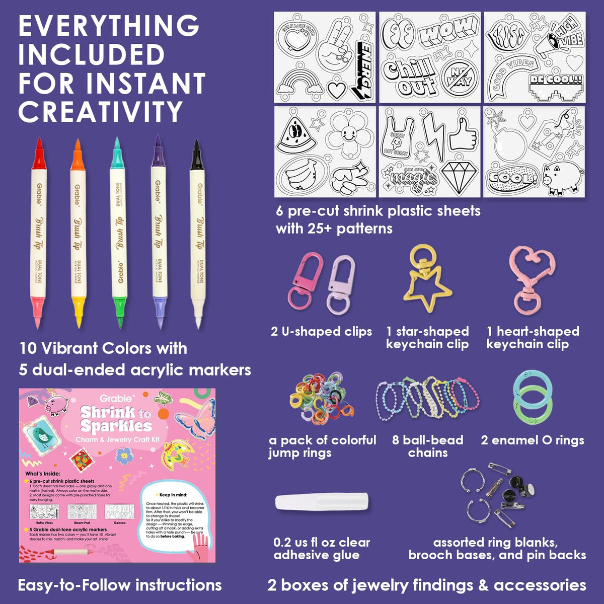 Grabie jewelry findings and accessories help craft sturdy keychains and pins.