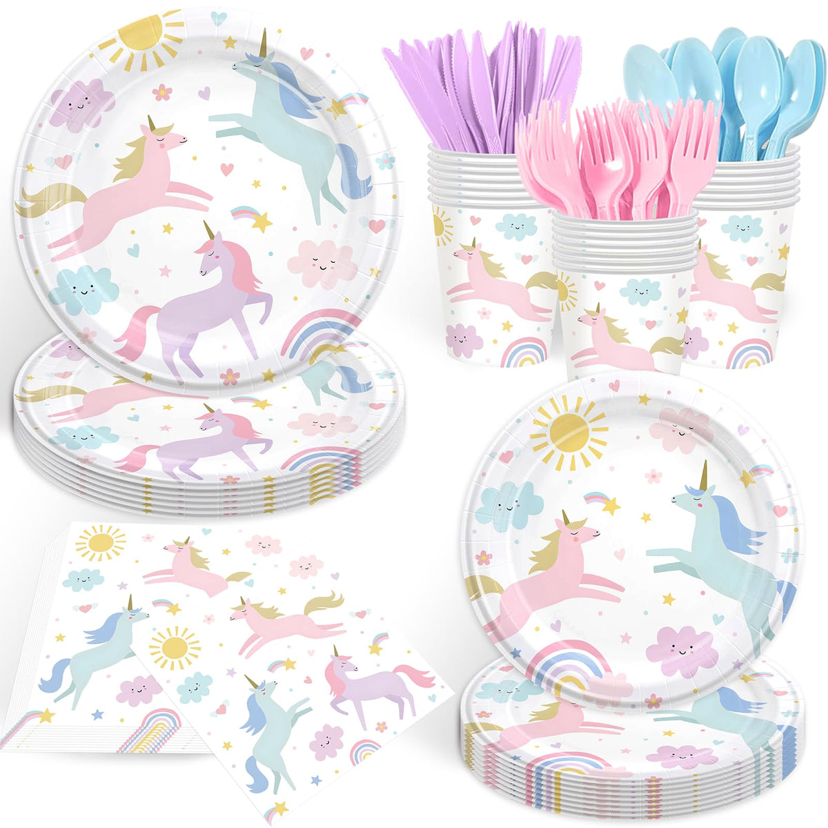 GrabnGoParty unicorn plates 9in for festive meals and easy cleanup