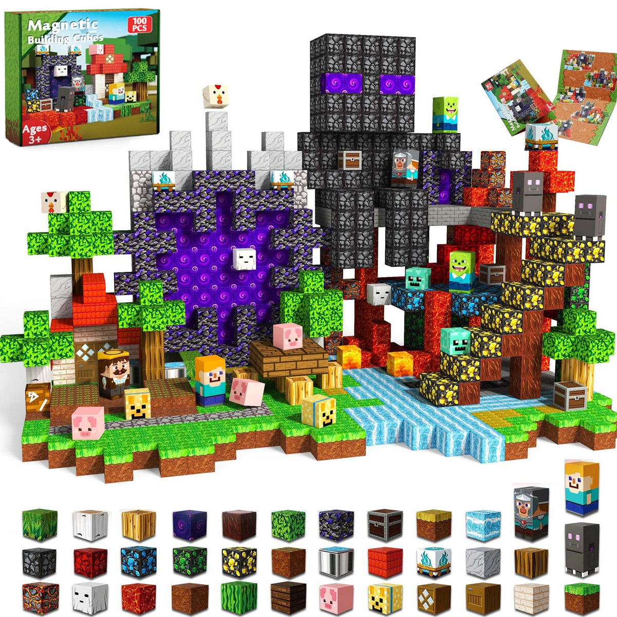 GraceDuck 100pcs magnetic blocks on a bright table inspiring hands-on creativity.