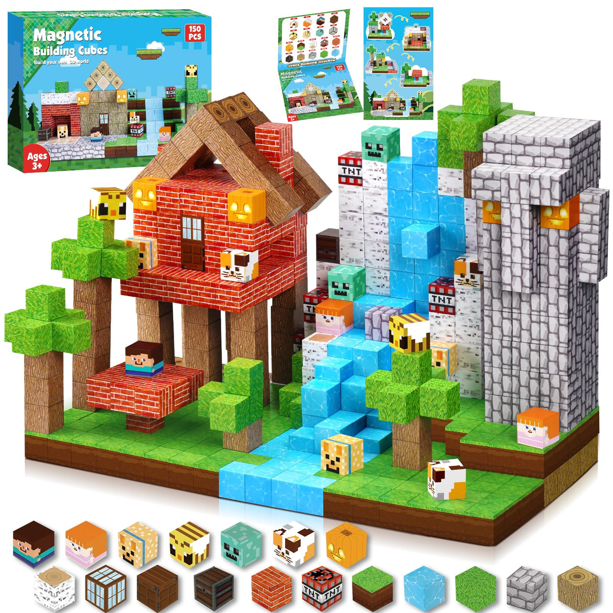GraceDuck castle-building imaginative play with magnetic blocks