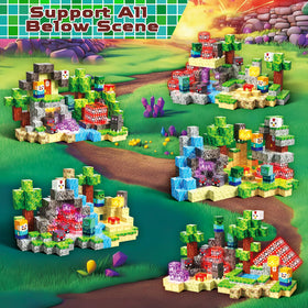Child builds with GraceDuck blocks, highlighting teamwork and creative construction.