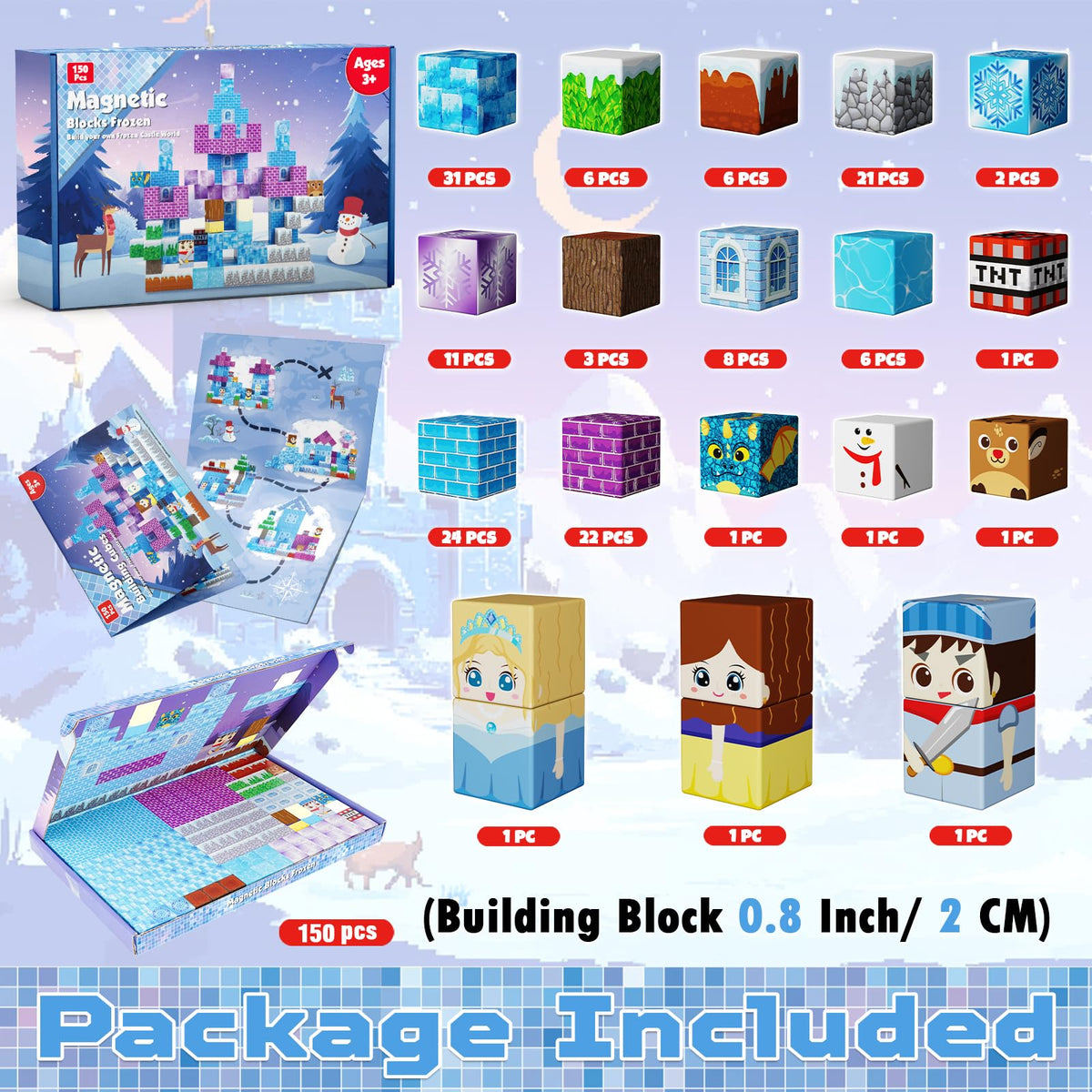 GraceDuck magnetic blocks 150pcs closeup highlights durable ABS construction and rounded edges.