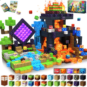 GraceDuck magnetic blocks 300pcs build dinosaur volcano forest castle, boosting spatial skills.