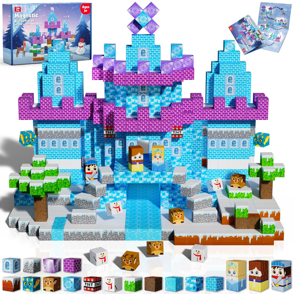 GraceDuck magnetic blocks ice castle build kit, colorful magnets fuel imaginative play.