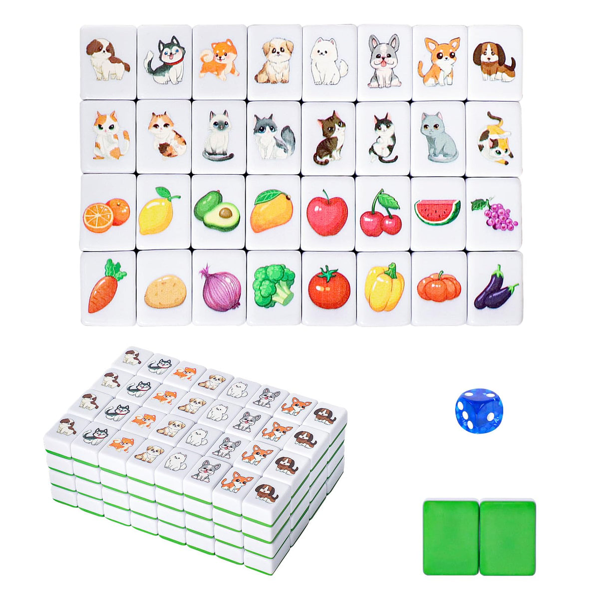 GRACIAS 4-Player Mahjong tiles in green, great for family game nights
