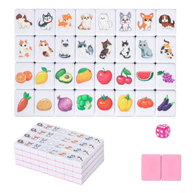 GRACIAS mahjong animal-pattern pink tiles for lively family game nights.