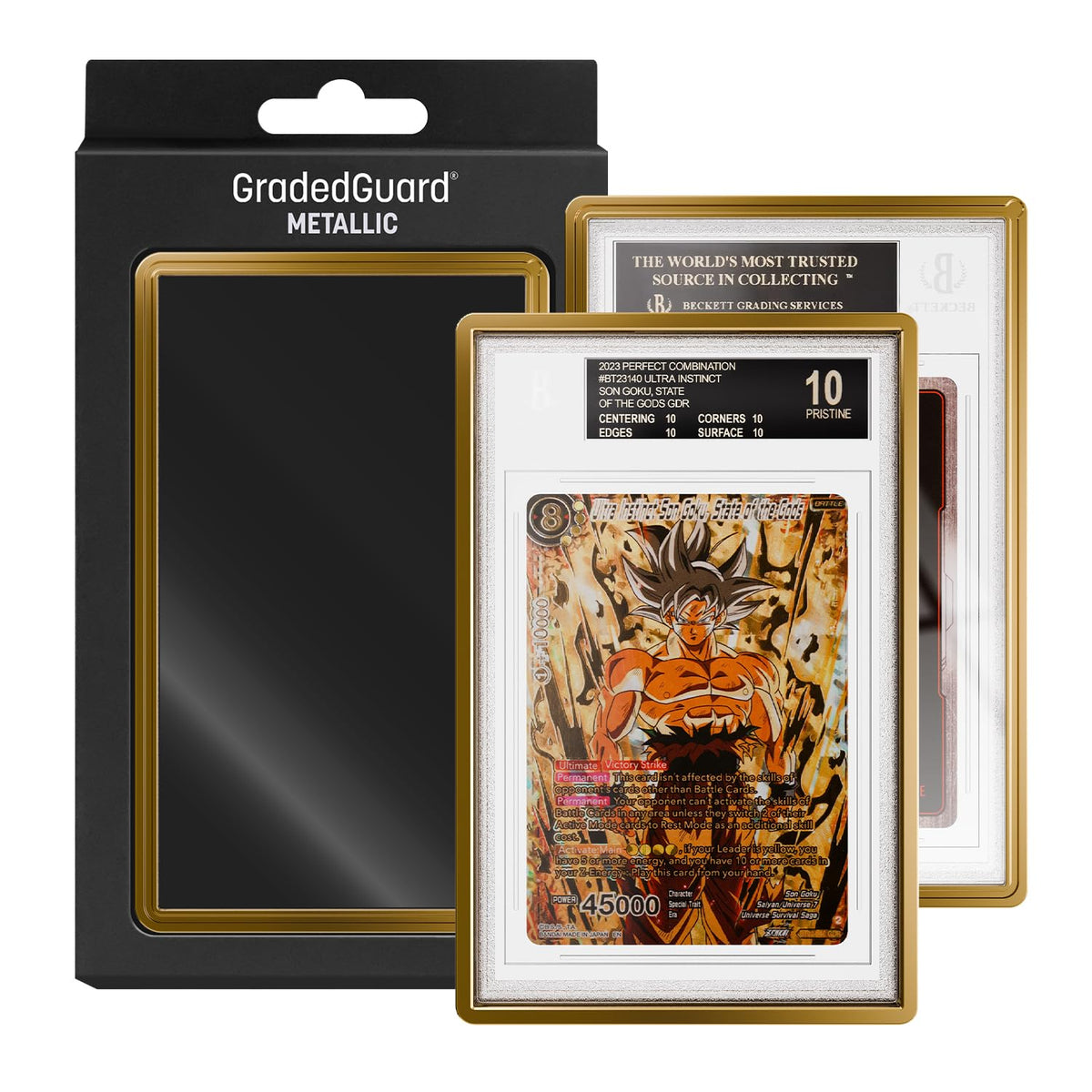 GradedGuard metallic matte gold frame case protecting BGS slabs from scratches