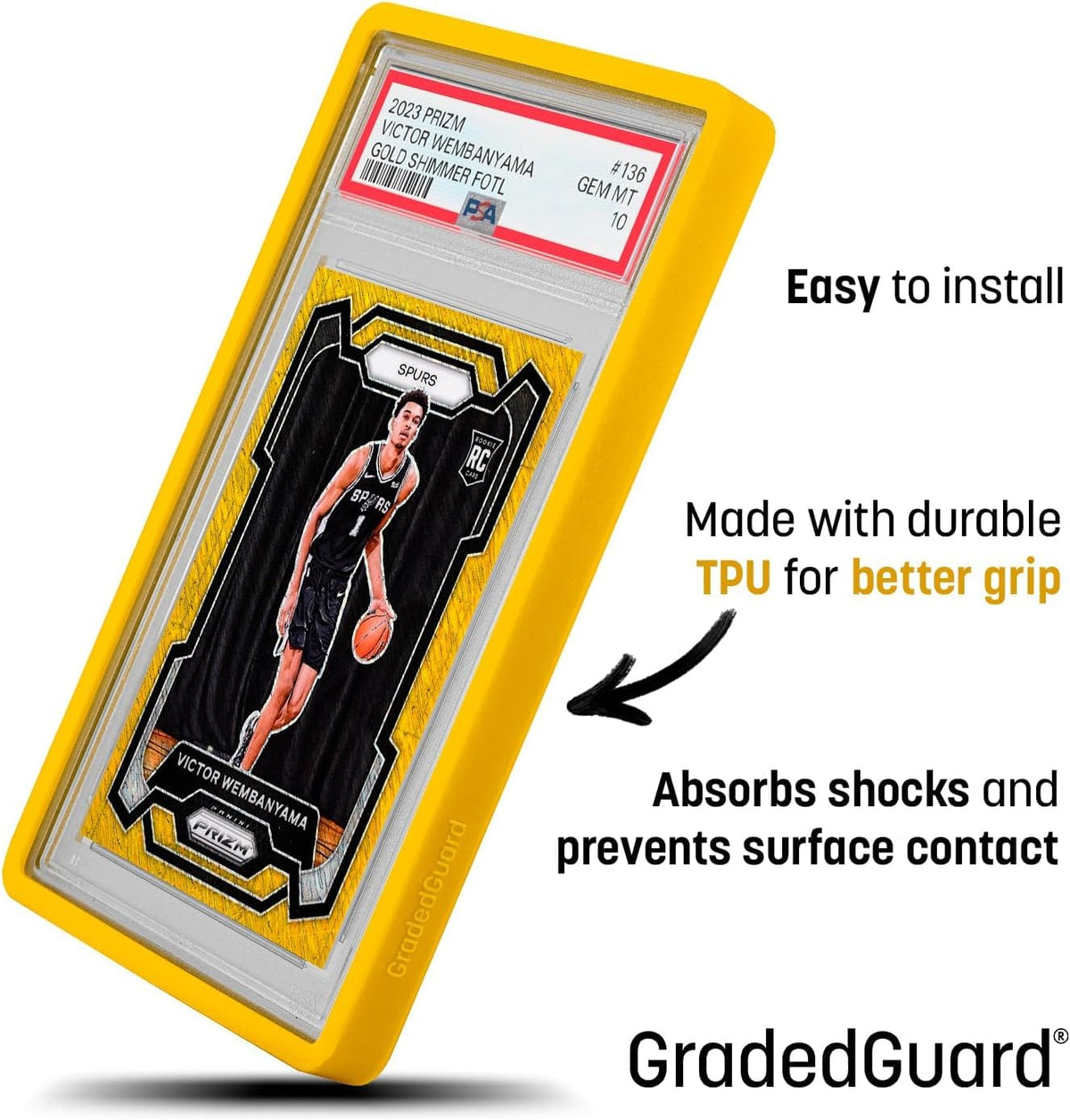 GradedGuard silver metallic matte case offers premium grip and drop protection for graded cards