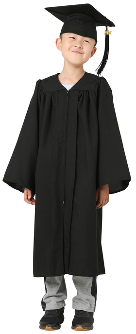 GraduatePro black matte gown with cap and tassel, comfortable wear for long ceremony.