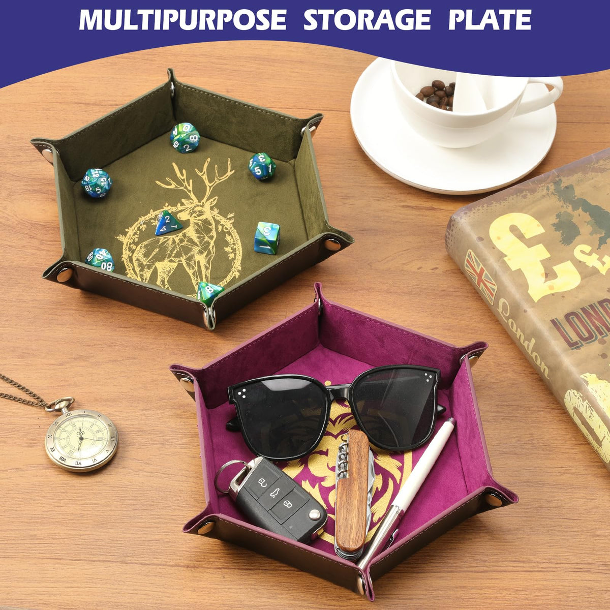 Grajar DND dice tray with Deer pattern, subtle elegance for campaigns.