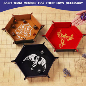 Grajar DND dice tray folding PU leather velvet, portable storage box.