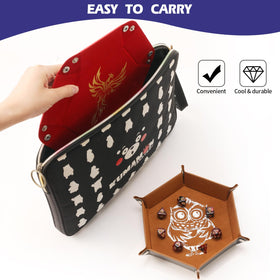 Grajar DND dice tray with Lion pattern, commanding presence on the table.