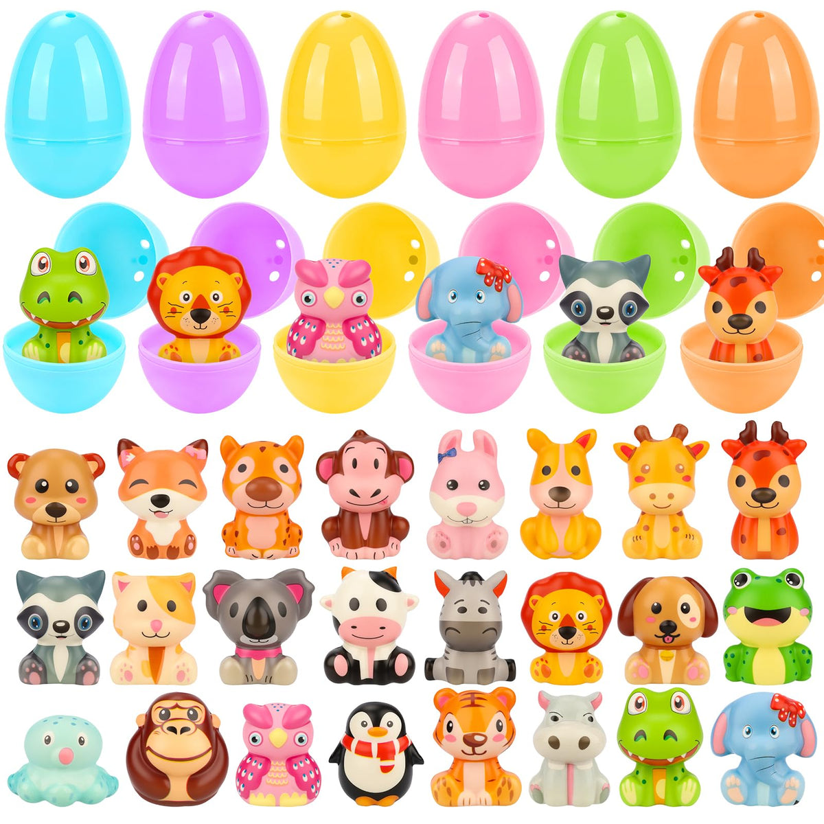 Gralima Easter eggs with animal squishy toys inside for bright egg hunts