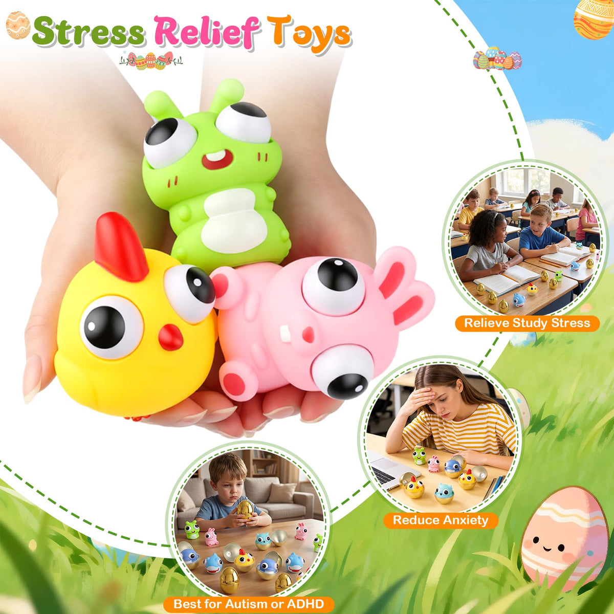 Gralima soft elastic TPR animals for safe squeezes and repeated play.