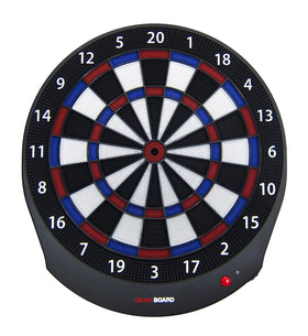 GranBoard Dash Blue electronic dartboard front view shows compact size for home play.