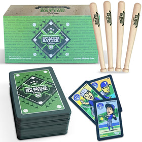 Grandma Smiley's Hey Batter Batter card deck with colorful players for fast-paced family play.