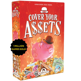 Grandpa Beck's Cover Your Assets card game on a table, ideal for family play.