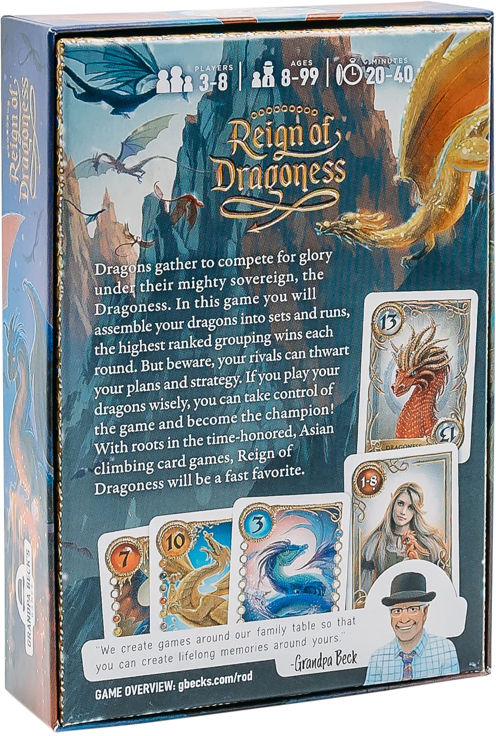 Grandpa Beck's Dragons Reign cards in hand show strategic options.